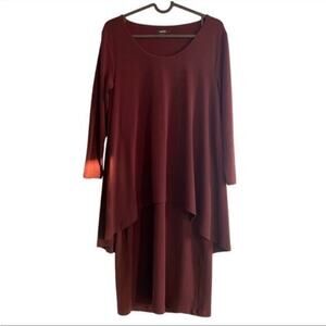 NWOT Alfani maroon shirt dress. Layered, relaxed fit, full sleeve, size 2.